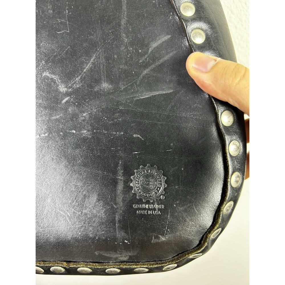 Vintage Harley Davidson Leather Crossbody Purse Dark Saddle Bag Lace - Picture 3 of 3